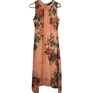 Pink and Green Halter Midi Dress for Cocktail Events